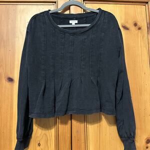 Women's Pilcro Box Pleated Sweatshirt in Black Size S VGUC